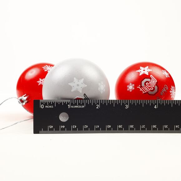 Lot of 3 Ohio State Buckeyes Shatterproof Balls Christmas Tree Holiday Ornaments - Picture 6 of 8